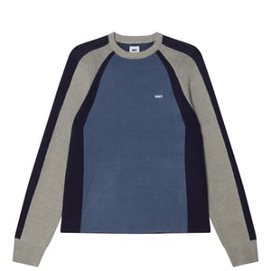 Obey Raglan Crew Neck Sweater Dull Blue Multi