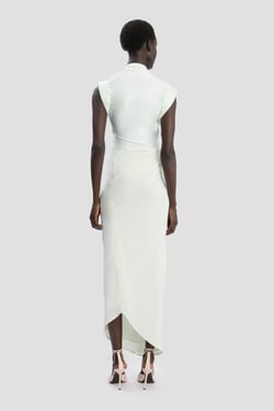 Victoria Beckham Twist Dress In Aloe - 14 - Womens