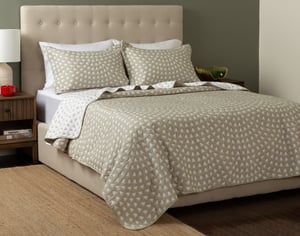 QE Home Forest Frost Cotton Blend Coverlet Set, Scenic, Green, Super King