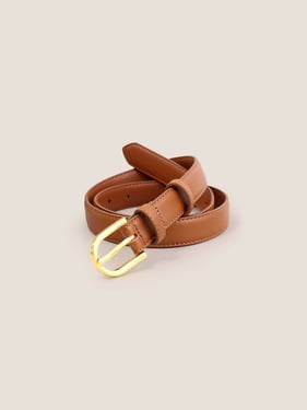 Premium Cowhide Belt With Retro Electroplated Alloy Buckle - Brown / One Size