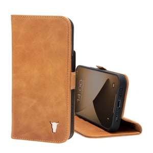 iPhone 12 / iPhone 12 Pro Leather Case (with stand function) - Tan