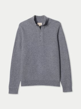 Men's Cashmere Waffle Knit Half-Zip Sweater - XL / stone gray / MK0303-0074/0074