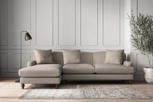nkuku Deni Large Left Hand Chaise Sofa | Make To Order | Recycled Cotton Flax | No Colour