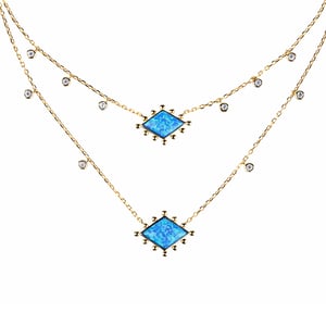 Jeulia Stardust Opal Double Layered Necklace