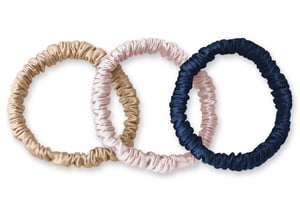 Champagne / Precious Pink / Midnight Blue Silk Hair Ties Set - Champagne/Pink/Blue