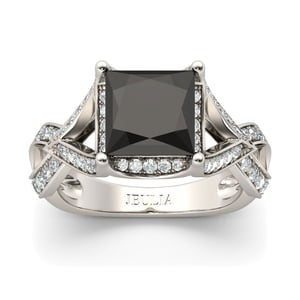 Jeulia Twist Princess Cut Sterling Silver Ring