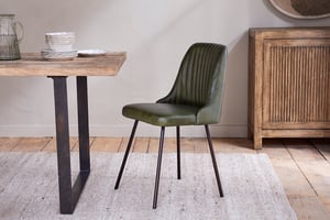nkuku Harsha Leather Dining Chair | Seating | One Size | Rich Green