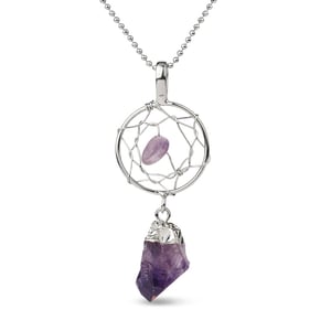 Jeulia "Calm Tenderness" Dream Catcher Irregular Natural Amethyst Necklace