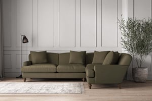 nkuku Deni Large Left Hand Corner Sofa | Make To Order | Recycled Cotton Moss | No Colour