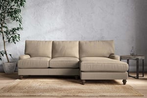 nkuku Marri Large Right Hand Chaise Sofa | Make To Order | Brera Linen Pebble | No Colour