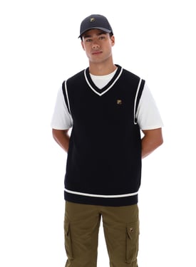 Mellor Textured Knit Vest with Tipping - S