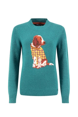 Weird Fish Lotipot Intarsia Knitted Jumper Deep Teal Size 8