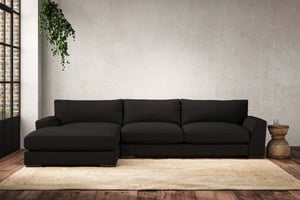nkuku Guddu Large Left Hand Chaise Sofa | Make To Order | Brera Linen Charcoal | No Colour