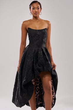 AKIRA Wild Thang Printed Hi Low Dress | Black | Size 2X