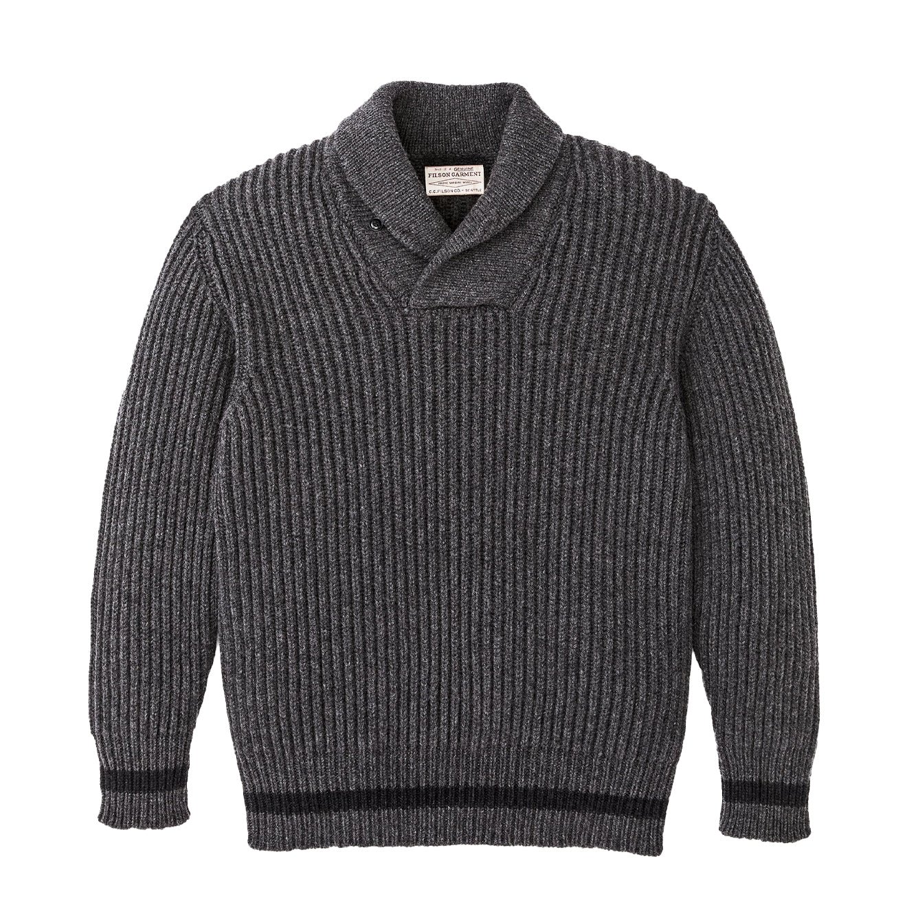 Filson Bristol Shawl Neck Sweater Gray Heather / Dark Charcoal