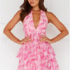Cassandra Halter Mini Dress Pink