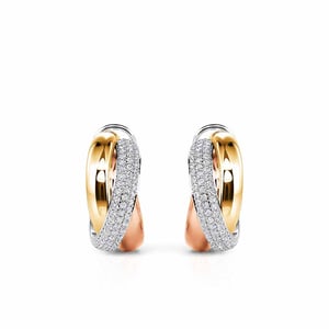 Jeulia Tri Color Hoop Earrings with Gemstones Sterling Silver