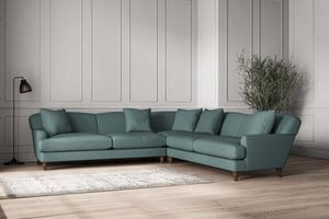 nkuku Deni Corner Sofa | Make To Order | Grand | Recycled Cotton Airforce