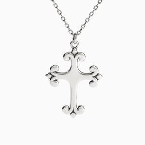 Jeulia "Small Lily" Cross Sterling Silver Necklace