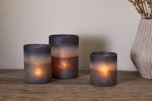 nkuku Etti Tealight Holders | Candles Holders & Lanterns | Small | Navy & Smoke