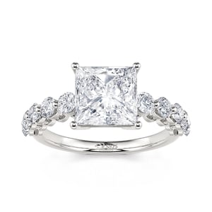 Jeulia Classic Princess Cut Floating Stone Band Sterling Silver Ring
