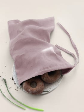 100% Linen Solid-Color Drawstring Storage Bag - Lavender / One Size