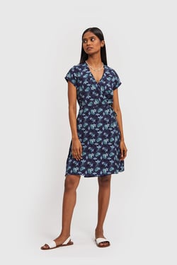 Short Wrap Dress Midnight Florals - Midnight Florals / 2XL