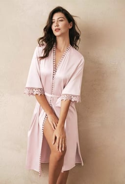 AW Long Satin Lace  Robe