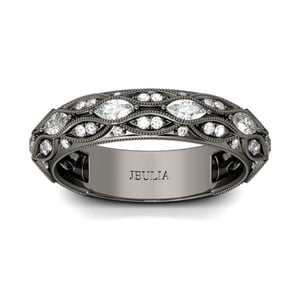 Jeulia Black Tone Marquise Cut Sterling Silver Women's Band
