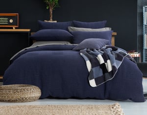 QE Home Kye Duvet Cover, Bamboo Cotton Set, Blue, Super King