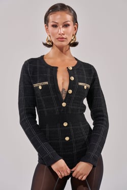 AKIRA Holiday Time Plaid Romper | Black | Size XL