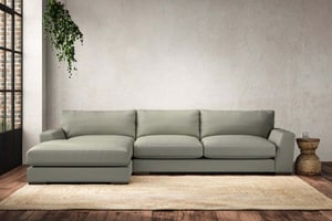 nkuku Guddu Large Left Hand Chaise Sofa | Make To Order | Recycled Cotton Seaspray | No Colour