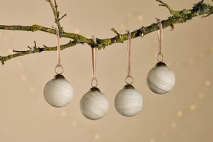 nkuku Oja Baubles Set Of 4 | Christmas Decorations | Natural