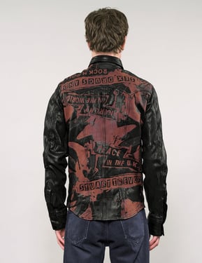 Peace' Laser Printed Leather Jacket