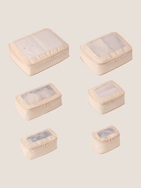 Recycled Silk 6-Piece Travel Toiletry Set - Beige / One Size