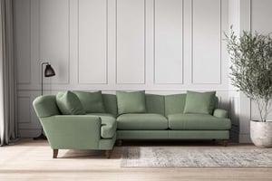 nkuku Deni Large Left Hand Corner Sofa | Make To Order | Brera Linen Jade | No Colour