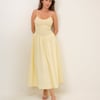 Butter Yellow Shirred Drop Waist Daisy Midi Dress