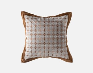 QE Home Luxembourg Velvet Square Cushion Cover, Geometric, Grey, 18" x 18"