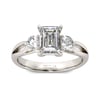 Jeulia Three Stone Split Shank Emerald Cut Sterling Silver Ring
