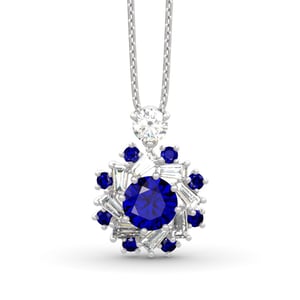 Jeulia Halo Round Cut Sterling Silver Necklace