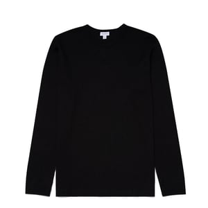 Sunspel Long Sleeve Waffle T-shirt Black