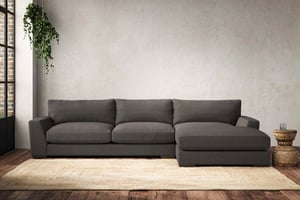 nkuku Guddu Large Right Hand Chaise Sofa | Make To Order | Brera Linen Granite | No Colour