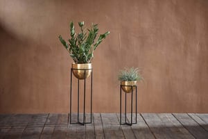 nkuku Atsu Brass Planter Stand | Vases & Planters | Small | Antique Brass