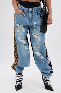 AKIRA Wildin' Out Denim Trackpants | Black | Size XL