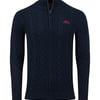 Weird Fish Heath 1/4 Zip Cable Knit Jumper Navy Size M