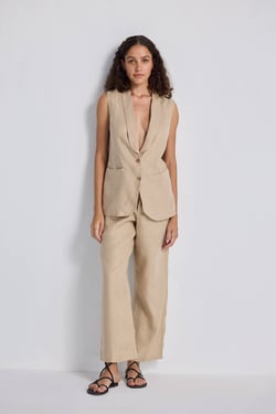 Wide Leg Pants in Hemp - Neutral Beige / XL