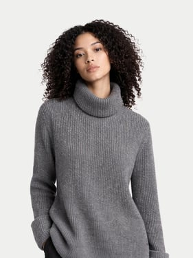 Cashmere Sweater with Detachable Collar - XL / steel gray / WK1034-0074/0000