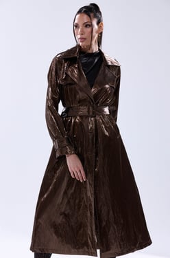 AKIRA Work Of Art Metallic Trench Coat | Size XL