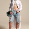 AKIRA Leila Oversized Multi Button Up | White | Size Large