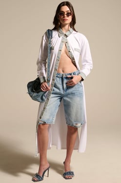 AKIRA Leila Oversized Multi Button Up | White | Size 1X